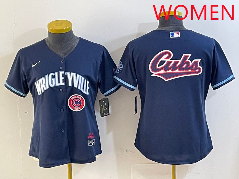 Women Chicago Cubs Blank Blue City Edition Game 2025 Nike MLB Jersey style 3